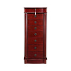 Alveare Home North Locking 7-Drawer Jewelry Armoire – Spacious Organizer with Mirror, Necklace Hooks &amp; Anti-Tarnish Lining, Cherry