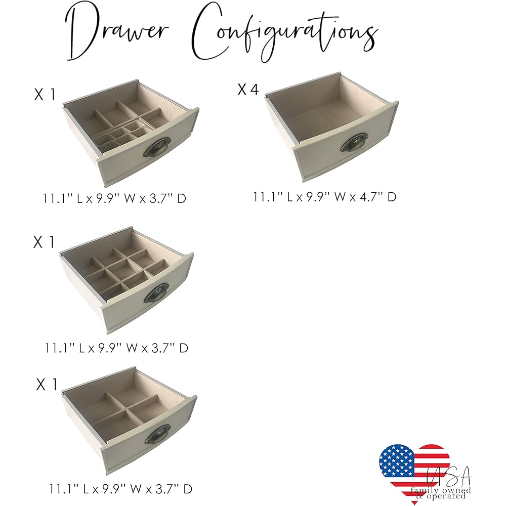 HIVES &amp; HONEY Holly Organizer Storage 7 Drawers Bronze Shaker Hardware Jewelry Armoire, 40" X 18" X 12", White