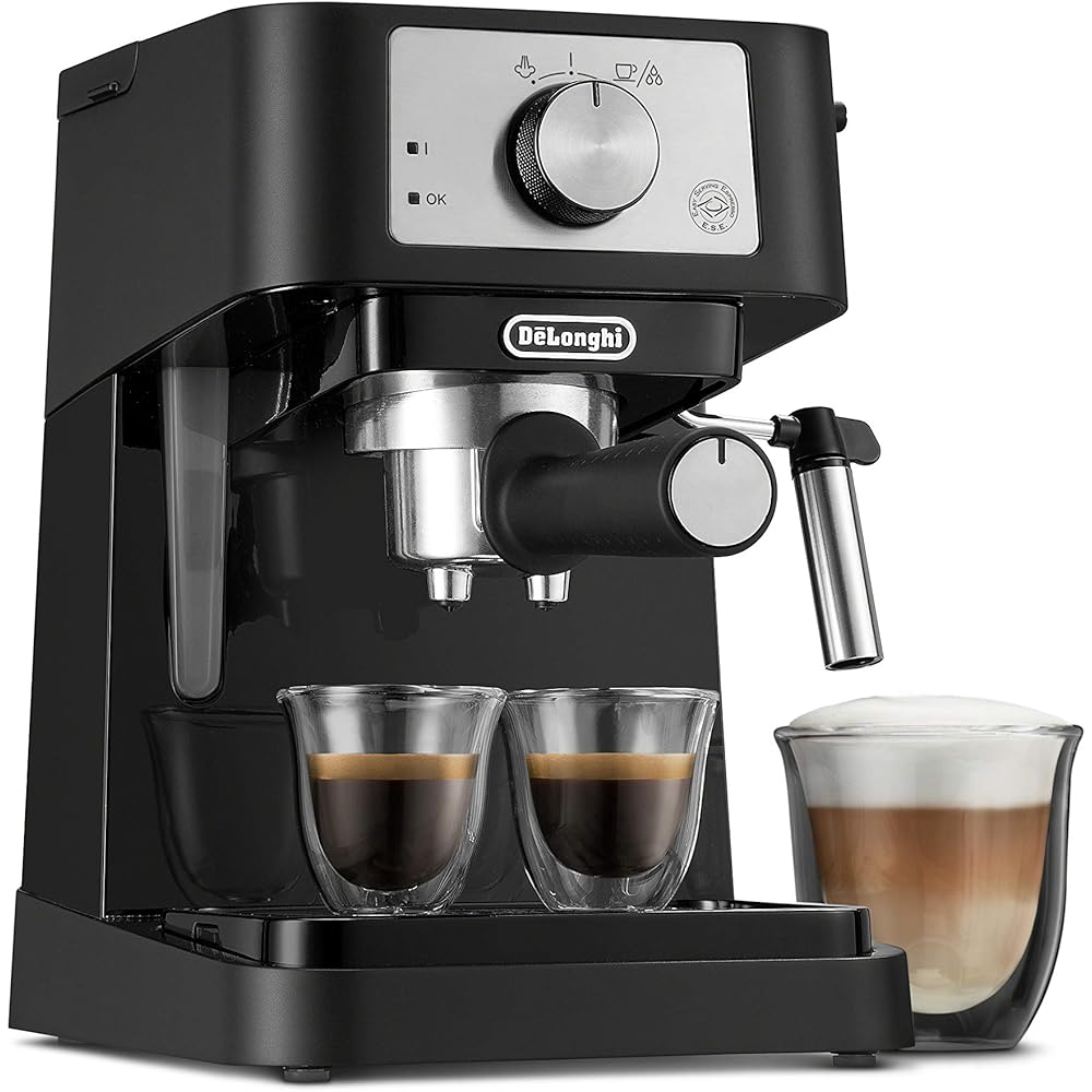 De'Longhi Stilosa Manual Espresso Machine, Compact Coffee Maker, 15 Bar Pump Pressure, Manual Milk Frother Steam Wand for Authentic Single &amp; Double Espresso, Lattes &amp; Cappuccinos, Tamper Included