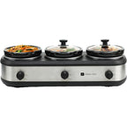CULINARY CHEF SC3105-SS, Slow Cooker, Buffet Server 3 Pot, Food Warmer Stainless