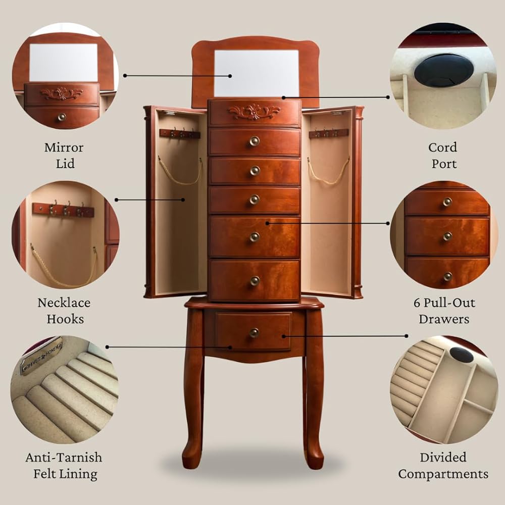 Hives &amp; Honey Morgan Jewelry Armoire, Cherry