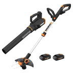 Worx 20V String Trimmer Cordless &amp; Edger 3.0 + Leaf Blower Cordless with Battery and Charger Turbine, Black and Orange