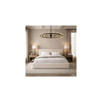 Square Bed – Washable Zip Cover - Upholstered Linen Soft Foam - Modular Minimalist Modern - Sold Separately (Cream Boucle, Queen Headboard)