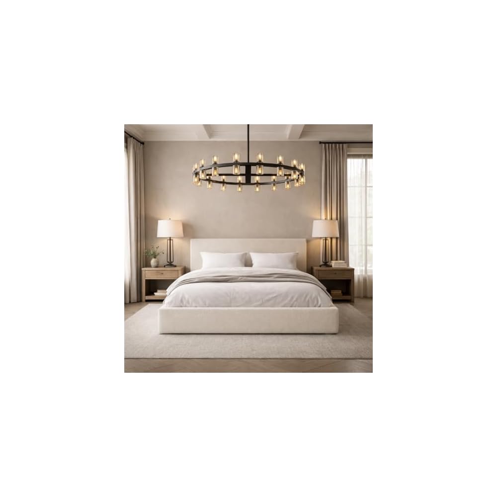 Square Bed – Washable Zip Cover - Upholstered Linen Soft Foam - Modular Minimalist Modern - Sold Separately (Cream Boucle, Queen Headboard)