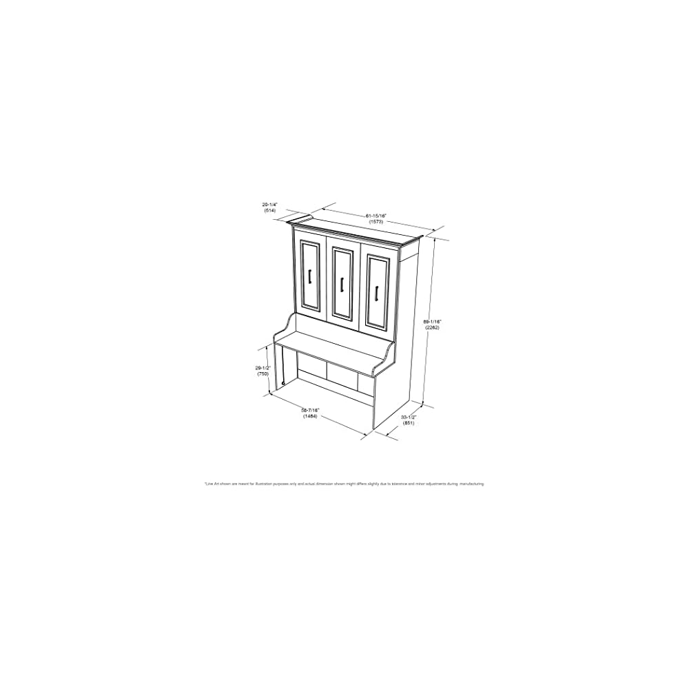 Alegra Full Murphy Bed with Desk | Engineered and Solid Wood Construction | Smooth Painted Finish - NO Melamine Used | Perfect for a Home Office Guest Bed (Warm White)