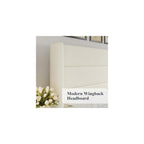 Queen Size Chenille Lift Up Hydraulic Storage Bed Frame Cream White