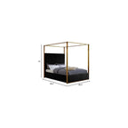 JonesBlack-Q Jones Collection Modern | Contemporary Upholstered Queen Bed, Black Velvet, Channel Tufting, Brushed Brass Frame, 66.5" W x 86.5" D x 79" H, Black, Queen