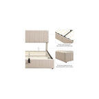 Gas Lift Up Storage Platform Bed, Upholstered Bed Frame with Hydraulic Storage System and Wooden Slat Support, Queen Size, Beige