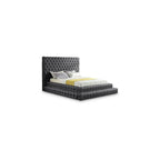 RevelGrey-Q Revel Collection Modern | Contemporary Grey Velvet Upholstered Bed with Deep Button Tufting, 85" W x 98" D x 60" H, Grey, Queen