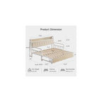 Twin Daybed with Pop up Trundle, Twin to King Daybed, White