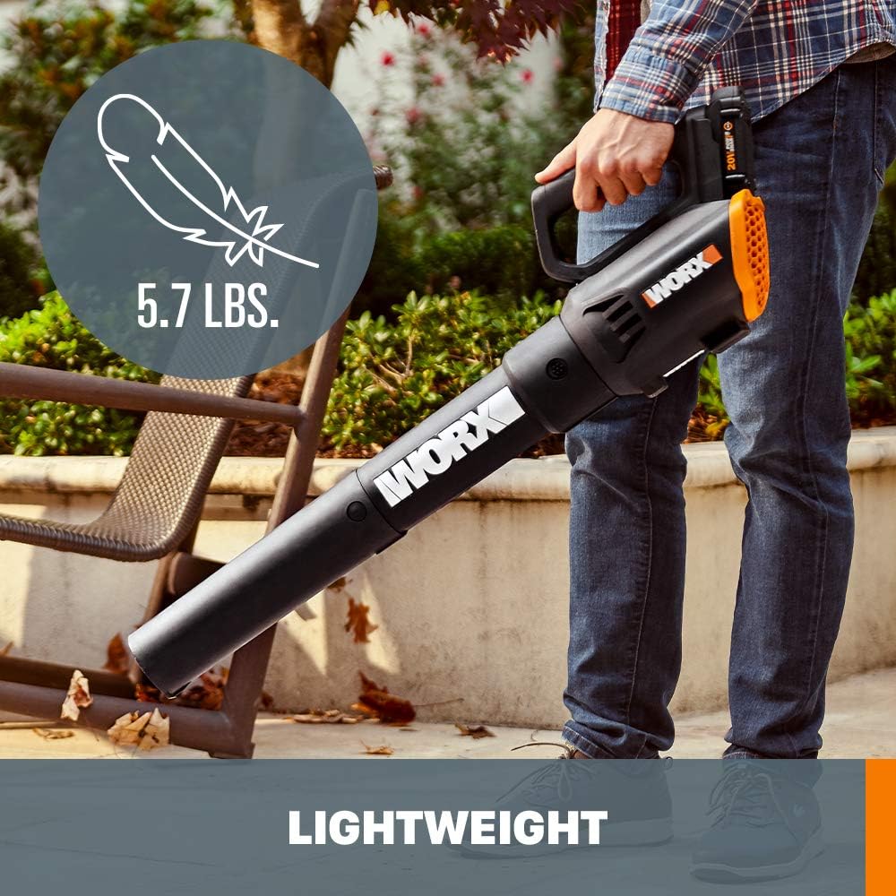 Worx 20V String Trimmer Cordless &amp; Edger 3.0 + Leaf Blower Cordless with Battery and Charger Turbine, Black and Orange