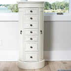 Hives &amp; Honey Bailey Oval Standing Jewelry Armoire Cabinet, Jewelry Storage Organizer with Mirror Lid, 2 Side Doors, 7 Drawers, Jewelry Chest, Jewelry Box for Necklace, Earring, Bracelet, Ivory