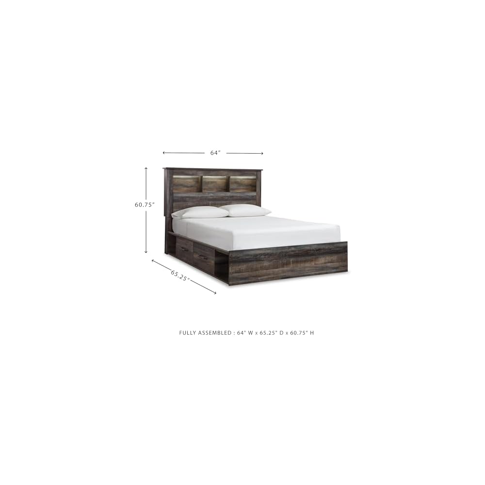 Queen Bookcase Bed with 4 Storage Drawers
