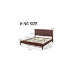 King Bed Frame with Headboard, Solid Wood Bed Frame King Size with Charging Station & RGB LED, Wood Slats Support, Noise-Free, Sturdy Structure, Easy Assembly, Mahogany