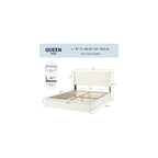 Queen Size Chenille Lift Up Hydraulic Storage Bed Frame Cream White