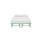 Horizon Queen Bed Frame In Green - Replaces Box Spring - Folding Metal Mattress Bed Frame