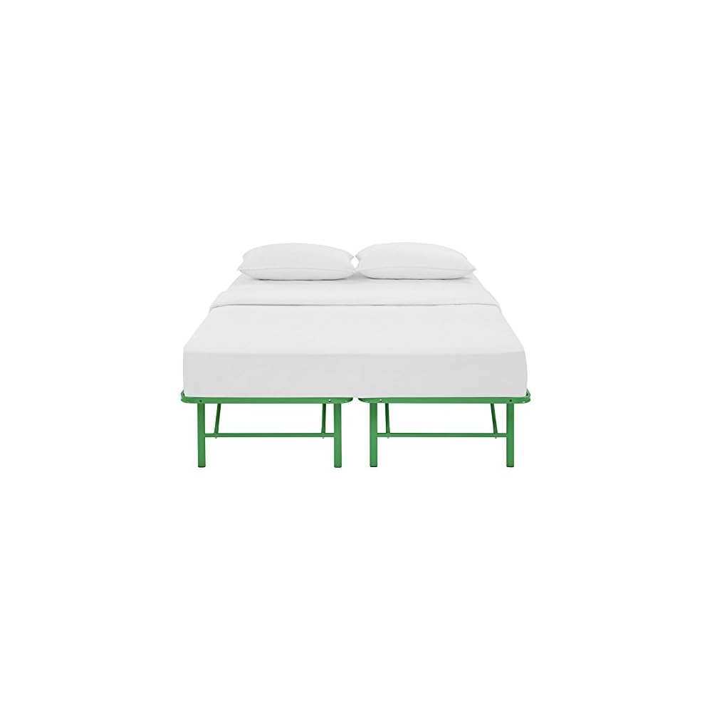 Horizon Queen Bed Frame In Green - Replaces Box Spring - Folding Metal Mattress Bed Frame