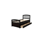 Twin Size Platform Storage Bed Solid Wood Bed with 6 Drawers