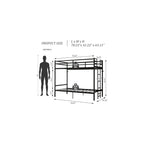 Twin Over Twin Bunk Bed with Floor-Standing Ladder,Black