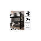 Metal Loft Bed Twin Size with Guardrail and Ladder,Black