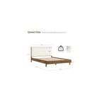 Queen Size Platform Bed, with Boucle Upholstered Headboard, Walnut