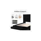 Sable Fabric Upholstered Step Up King-Size Platform Bed with Oversized Headboard, Deep Button Tufting, No Box Spring Required for Bedroom, Guest Room, Black