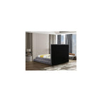 RevelGrey-Q Revel Collection Modern | Contemporary Grey Velvet Upholstered Bed with Deep Button Tufting, 85" W x 98" D x 60" H, Grey, Queen