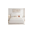 Queen Size Storage Bed Frame with 4 Pull-Out Drawers, Modern Upholstered Boucle Platform Bed with Curved Headboard, Wood Slats, No Box Spring Needed, Cream White