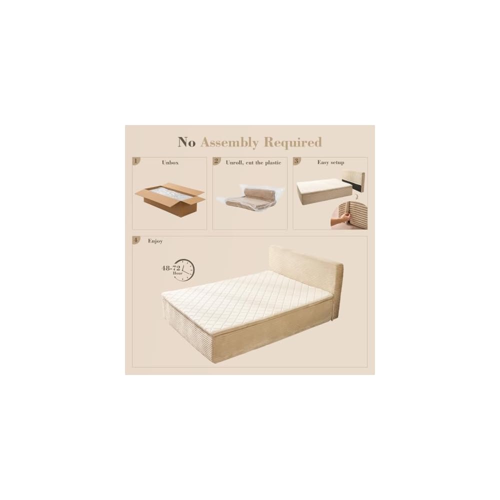 Queen Boneless Bed & Frame Mattress and Headboard, No Assembly