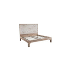 Haveli Mango Wood Geometric Carved King Bed in Natural