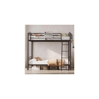 Bunk Bed Twin Over Twin Metal Bunkbeds with Bedside Caddy, Convertible Ladder&Flat Rungs Space Saving Loft Bed for Adult&Teen