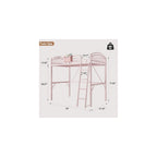 Twin Loft Bed with Convertible Ladder & Storage Bag,Safety Guardrails, Pink