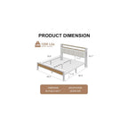 Queen Size Bed Frame with Charging Station and LED Lights, White