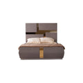 Lorenzo Modern Gold Detailed Tufted King Bed Made with Wood in River Sand Gray