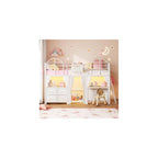 Twin Low Loft Bed with Desk & 4 Storage Drawers, Smart LED Lights, White