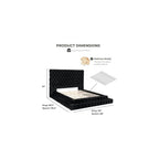 Sable Fabric Upholstered Step Up King-Size Platform Bed with Oversized Headboard, Deep Button Tufting, No Box Spring Required for Bedroom, Guest Room, Black