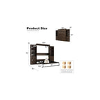 Queen Size Murphy Bed w/2 Storage Cabinet&2 LED Light, Farmhouse Wood Hidden Foldable Wall Bed Frame, Storage Bed Cabinet for Bedroom, Office, Space-Saving, No Box Spring Needed, Brown