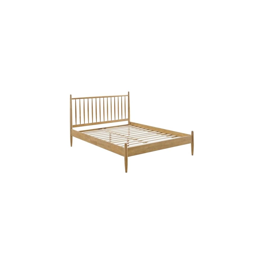Zane King Size Spindle Bed in Light Oak – Solid Wood Platform Bed Frame with Headboard, No Box Spring Needed