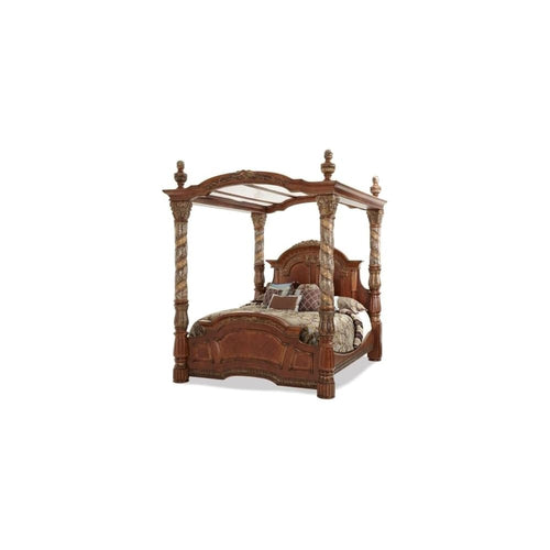 California King Wood Canopy Bed in Classic Chestnut