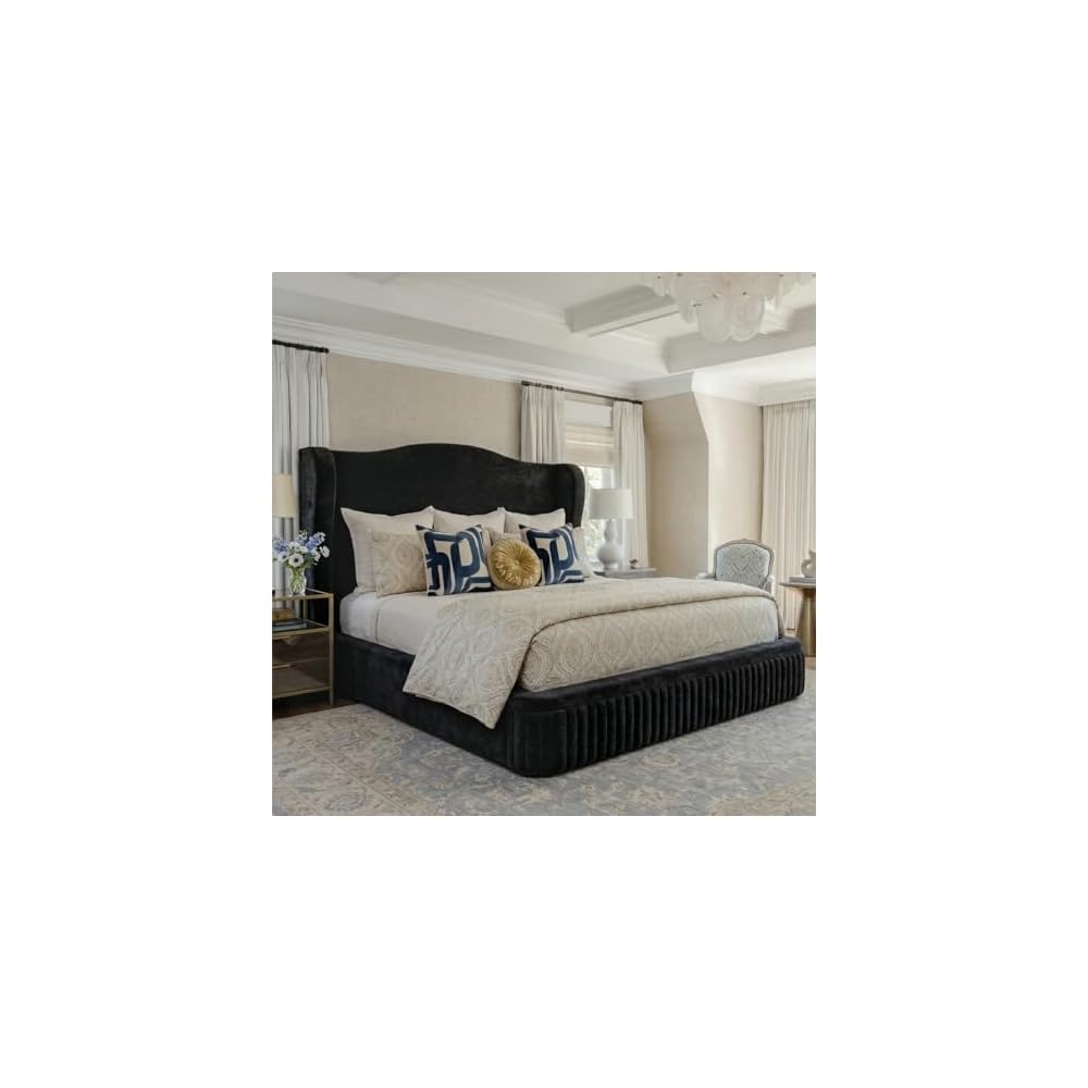 49" Cloud Bed Frame King Size with Tall Wingback Headboard