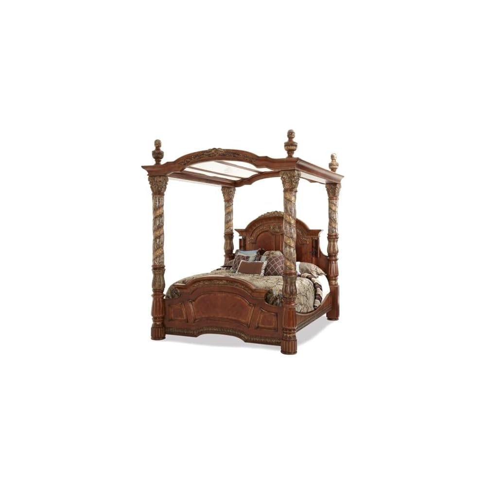 California King Wood Canopy Bed in Classic Chestnut
