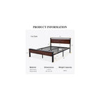 14 Inch Full Size Metal Platform Bed Frame with Wooden Headboard and Footboard, Mattress Foundation, No Box Spring Needed, Large Under Bed Storage, Non-Slip Without Noise, Mahogany