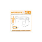 Loft Bed Twin Size with Stairs and Guard, White