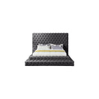 RevelGrey-Q Revel Collection Modern | Contemporary Grey Velvet Upholstered Bed with Deep Button Tufting, 85" W x 98" D x 60" H, Grey, Queen