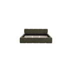 California King Boucle Platform Bed with Thick Headboard, Green