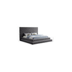 RevelGrey-Q Revel Collection Modern | Contemporary Grey Velvet Upholstered Bed with Deep Button Tufting, 85" W x 98" D x 60" H, Grey, Queen