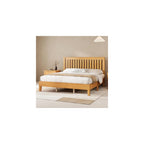 Solid Wood King Size Bed Frame with 46" Headboard, Light Wood