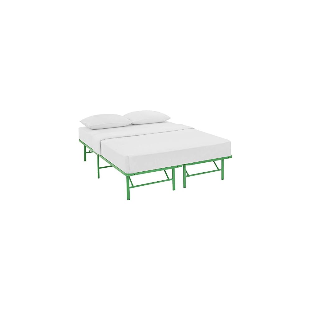 Horizon Queen Bed Frame In Green - Replaces Box Spring - Folding Metal Mattress Bed Frame