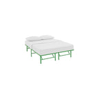Horizon Queen Bed Frame In Green - Replaces Box Spring - Folding Metal Mattress Bed Frame