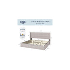 King Size Lift Up Hydraulic Storage Bed Frame Light Beige